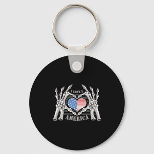 America Skull Skeleton Hand Artwork Editable Layer Key Ring