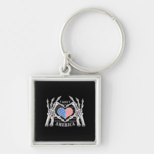 America Skull Skeleton Hand Artwork Editable Layer Key Ring