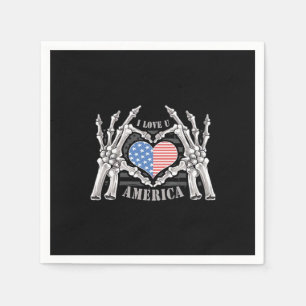 America Skull Skeleton Hand Artwork Editable Layer Napkin