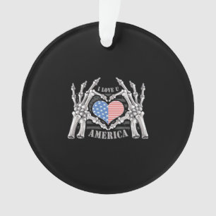 America Skull Skeleton Hand Artwork Editable Layer Ornament