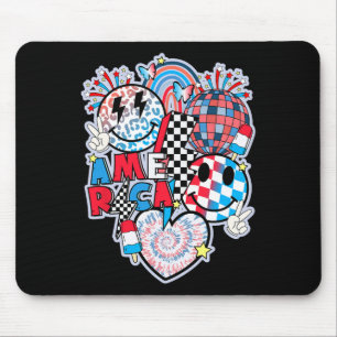 America Smile Face Heart American Flag Women Men 4 Mouse Mat