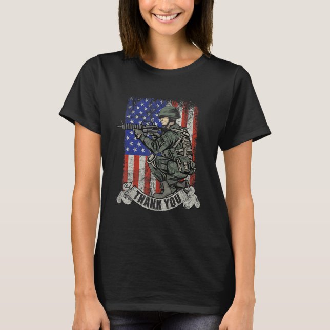 America Soldier Thank You Patriotic Veterans Day T-Shirt (Front)