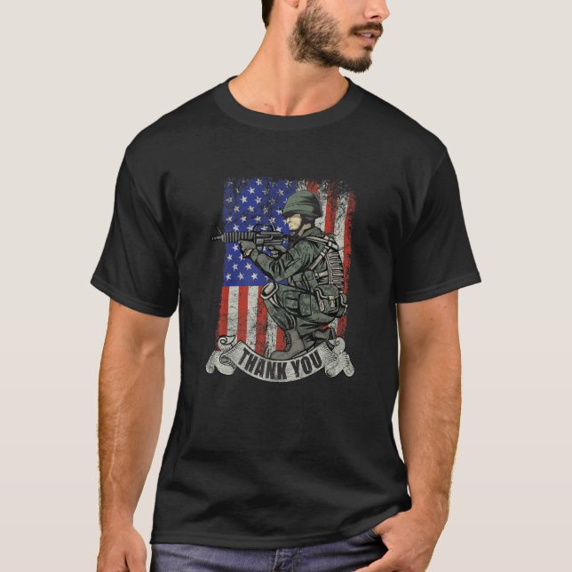 America Soldier Thank You Patriotic Veterans Day T-Shirt (Front)
