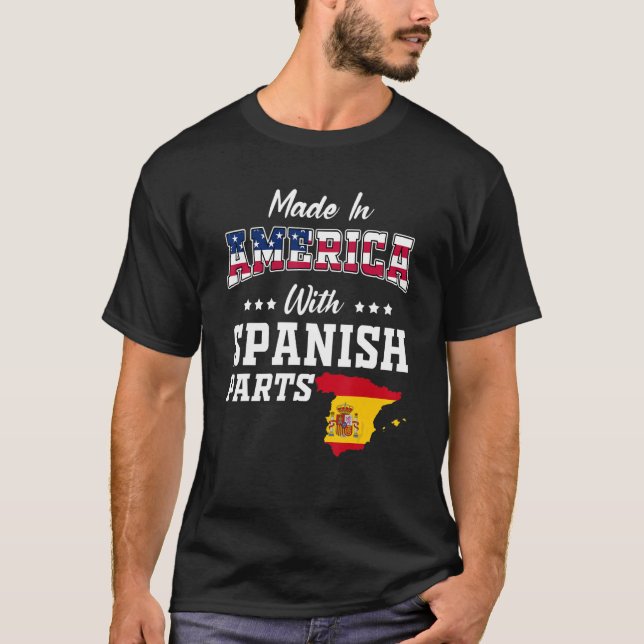 America Spanish Parts Spain Map Usa Flag Ancestry T-Shirt (Front)