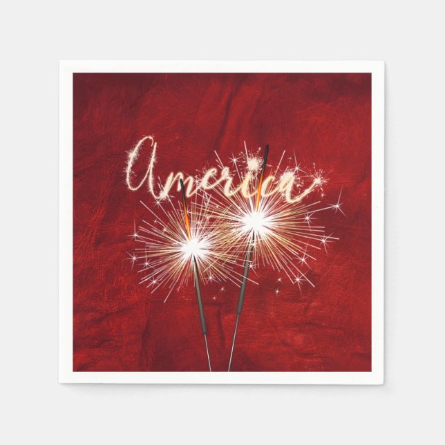 America Sparkler on Red Leather Napkin (Front)