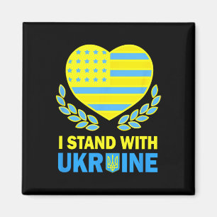 America Stand With Ukraine Shirt Ukrainian Usa Fla Magnet