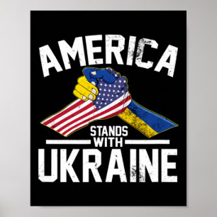 America Stands With Ukraine Ukrainian American Fla Poster