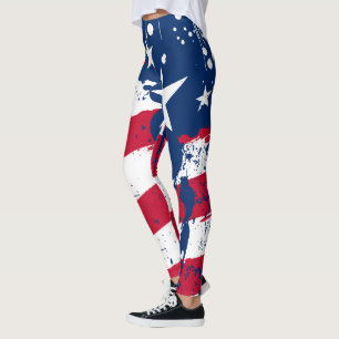America Stars And Stripes Splash Colours Flag Leggings