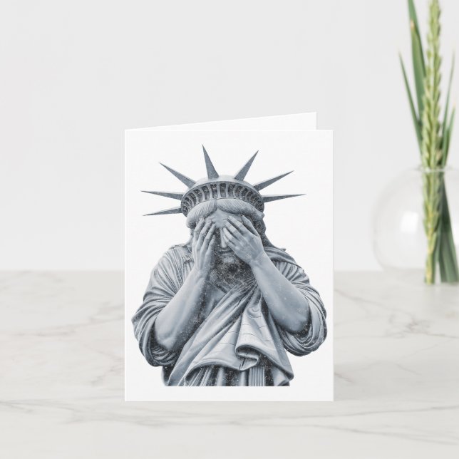 America Statue Of Liberty Cry Funny Meme Men Women Card (Front)