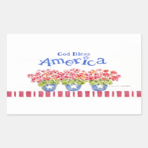 America Stickers God Bless Flower Pots