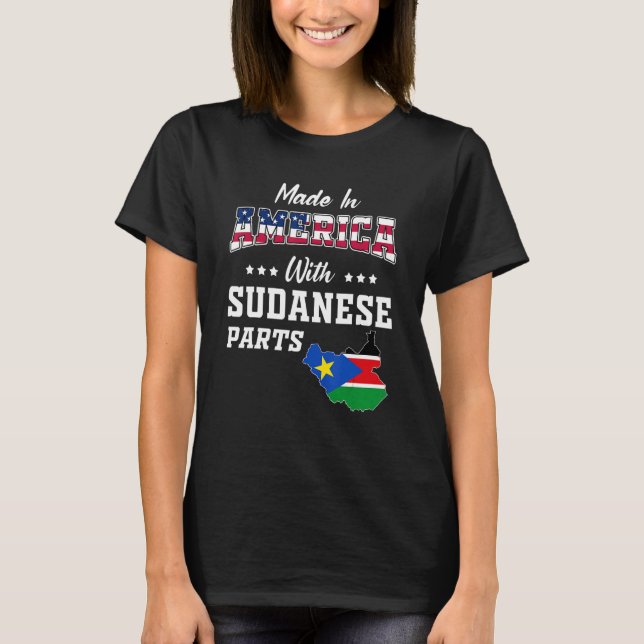 America Sudanese Parts Sudan Map Usa Flag Ancestry T-Shirt (Front)