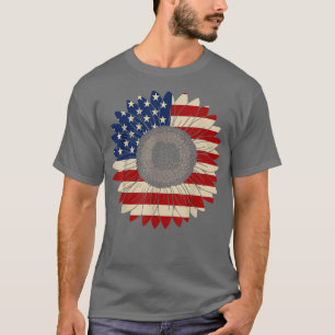 America Sunflower Usa Flag T-Shirt
