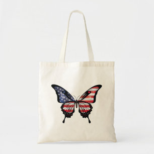 America Swallowtail Butterfly Flag Sticker Tote Bag