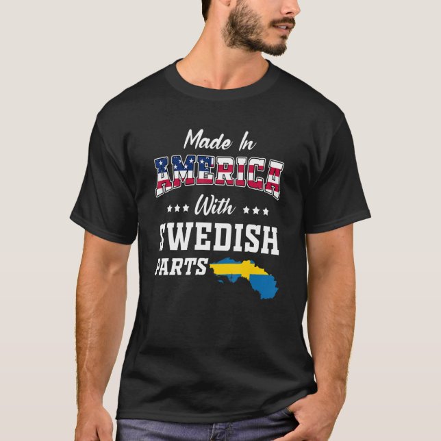 America Swedish Parts Sweden Map Usa Flag Ancestry T-Shirt (Front)