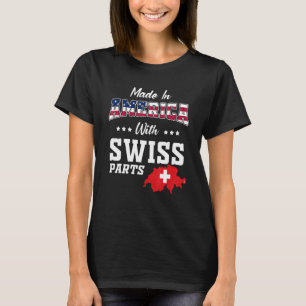 America Swiss Parts Switzerland Map USA Flag Roots T-Shirt