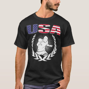 America Table Tennis Lovers USA Flag Support Ping  T-Shirt
