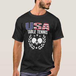 America Table Tennis USA Flag Ping Pong Supporte T-Shirt