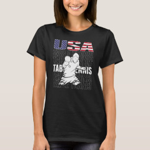 America Table Tennis  USA Flag Support Ping Pong T T-Shirt