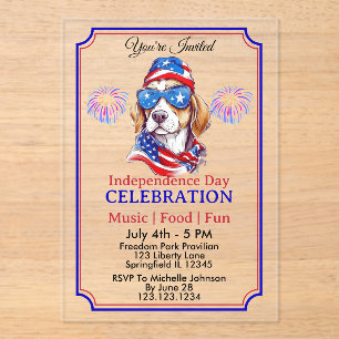 America Text and Stars Colourful Design Acrylic Invitations