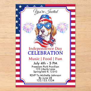 America Text and Stars Colourful Design Acrylic Invitations