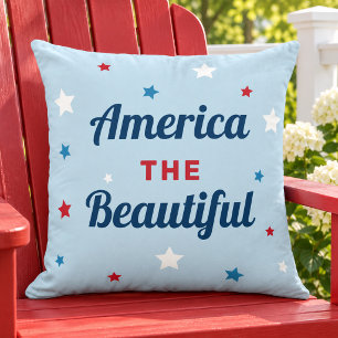 America the Beautiful Blue Star Patriotic Cushion