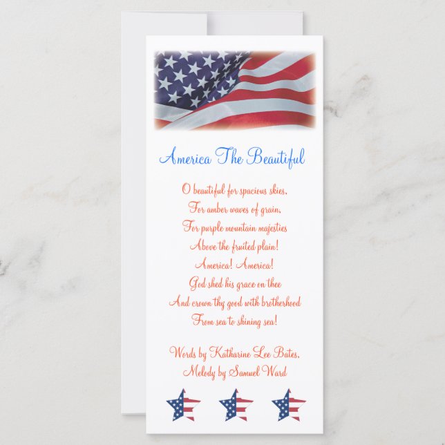 AMERICA THE BEAUTIFUL BOOKMARKS TEMPLATE (Front)