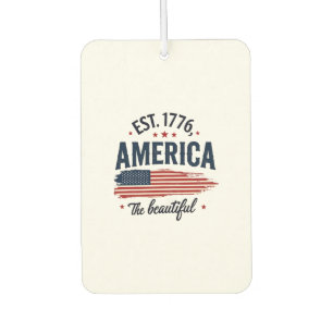 America the Beautiful Vintage Patriotic Flag Typog Car Air Freshener