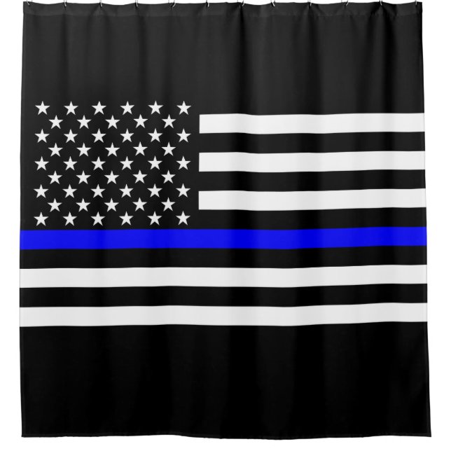 America Thin Blue Line Symbol Decor Shower Curtain (Front)