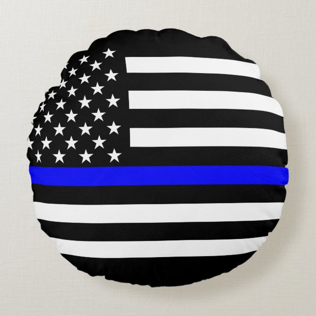 America Thin Blue Line Symbol Round Cushion (Front)