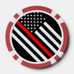 America Thin Red Line Symbol Poker Chips