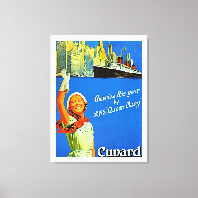 America this Year by RMS Queen Mary ~ XL Canvas Print (Front)