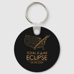 America Total Solar Eclipse April 8 2024 Usa Map T Key Ring