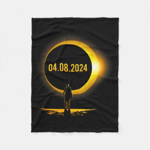 America Totality 04 08 24 Funny Total Solar Eclips Fleece Blanket