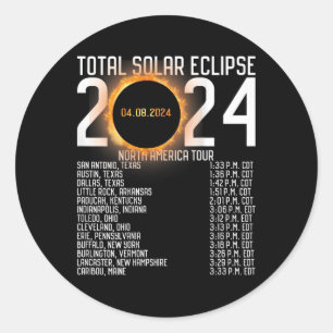 America Tour 2024 Totality On Back Solar Eclipse Classic Round Sticker