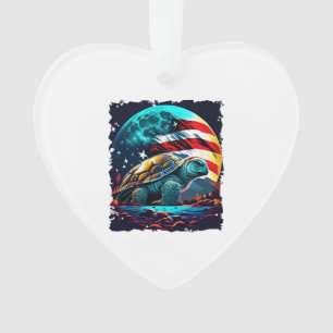 America turtle under Moon with American Flag Copy Ornament