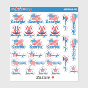 America U.S.A. Custom Name Labels Stickers