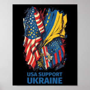 America Ukrayina Usa Support Ukraine And Kyiv Mix Poster