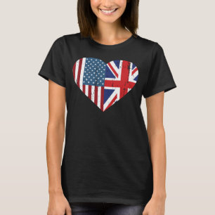 America United Kingdom Heart Dual Citizenship T-Shirt