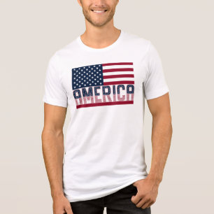 America US Flag Modern Typography Graphic Tri-Blend Shirt