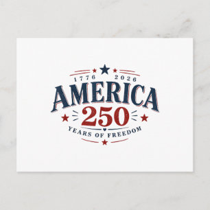 America USA 250th, 250 Years of Freedom Holiday Postcard
