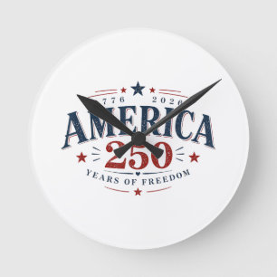 America USA 250th, 250 Years of Freedom Round Clock