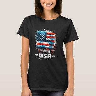 America USA 4th of July Vintage American Flag Retr T-Shirt
