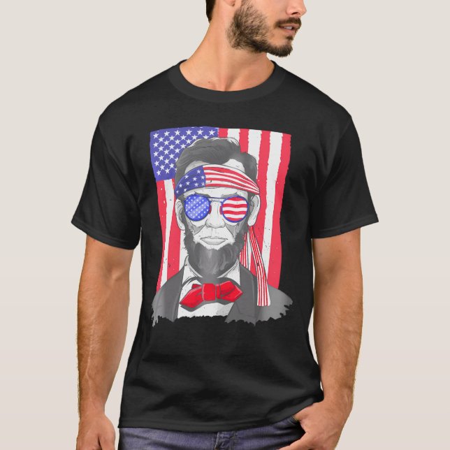 America Usa Abe Lincoln 4Th Of July Men Boys     T-Shirt (Front)