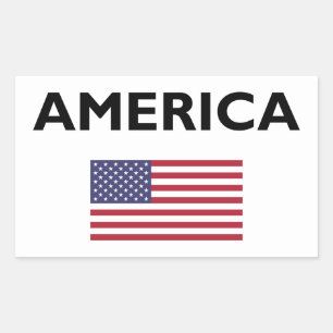 America USA American Flag Light-Colour Rectangular Sticker