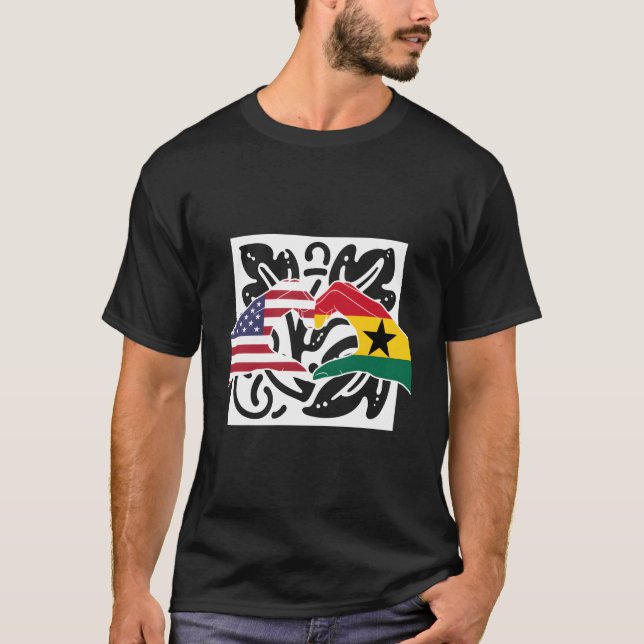 America Usa American Ghana Ghanaian Melanin Mixed  T-Shirt (Front)