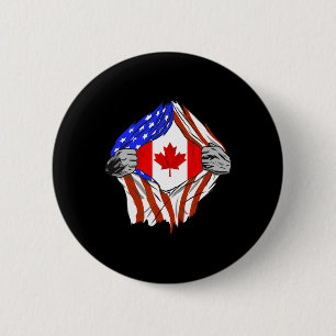 America Usa Canadian Flag Chest Canadian Roots Can 6 Cm Round Badge