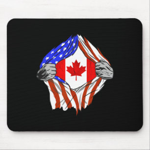 America Usa Canadian Flag Chest Canadian Roots Can Mouse Mat