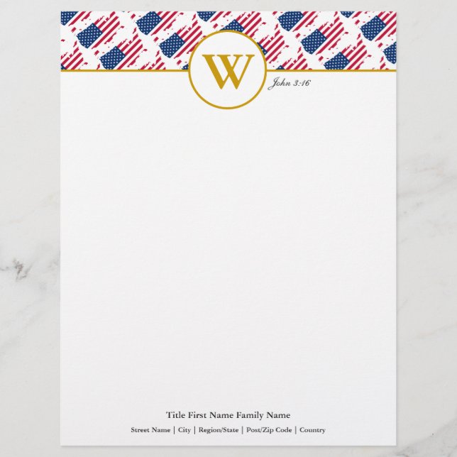 AMERICA USA Christian Stationery Letterhead (Front)