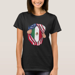 America USA Flag Mexican Roots Mexican Pride Mexic T-Shirt