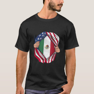 America USA Flag Mexican Roots Mexican Pride Mexic T-Shirt